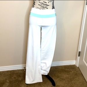 Lululemon Sanctuary White Teal Band Wide Leg Pant